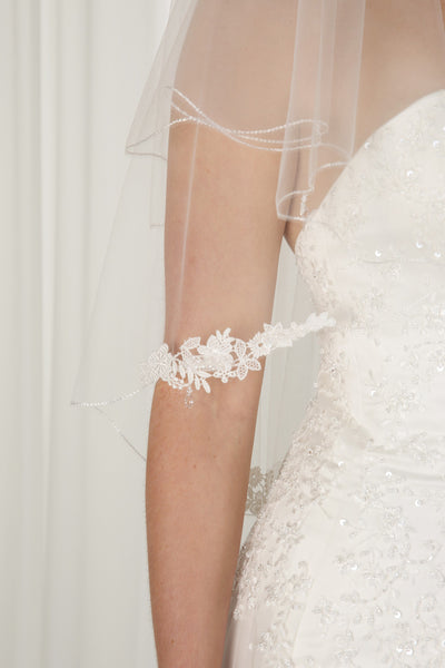 Bridal Apparel Crystal Drop Lace Veil || CGC528C