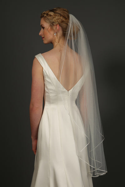 Bridal Apparel Crystal Scatter Cord Edge Veil || CGAC002