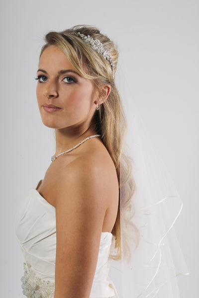 Bridal Apparel Crystal Scatter Cord Edge Veil || CGAC003