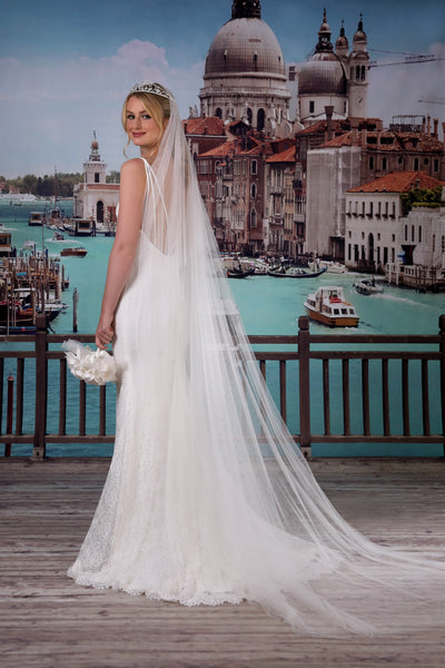 Bridal Apparel Faux Silk Italian Tulle Cut Edge Veil || CGACT301