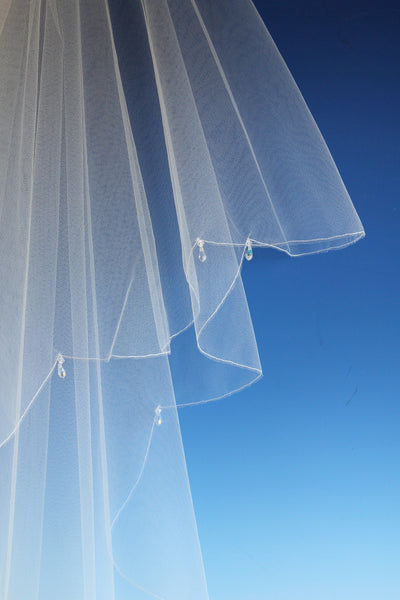 Bridal Apparel Fine Edge Veil with Crystal Drops || CGAF021