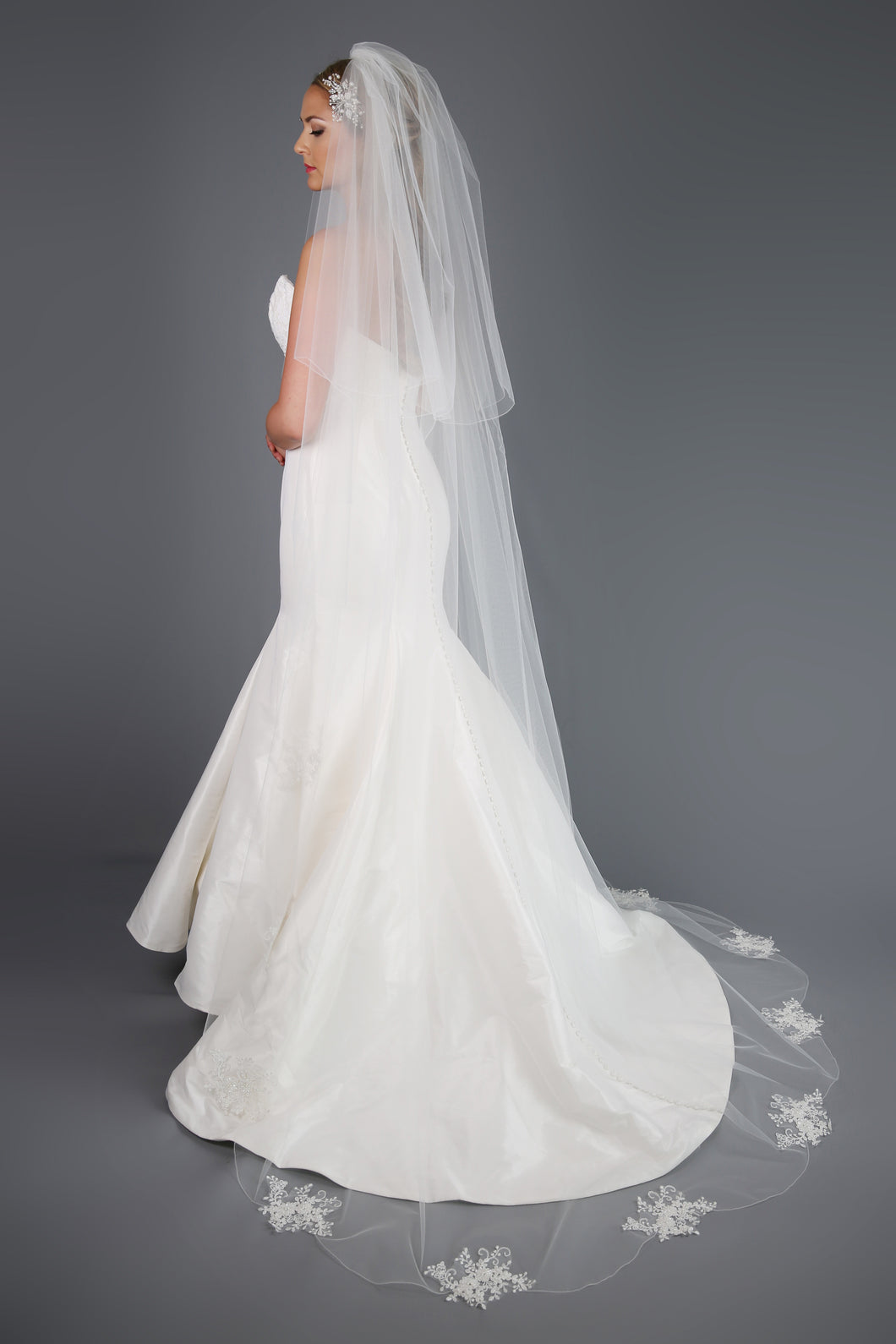 Bridal Apparel Beaded Lace Appliqué Veil || CGC507A
