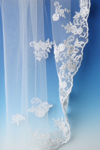 Bridal Apparel Corded Lace Train Veil || CGC511A