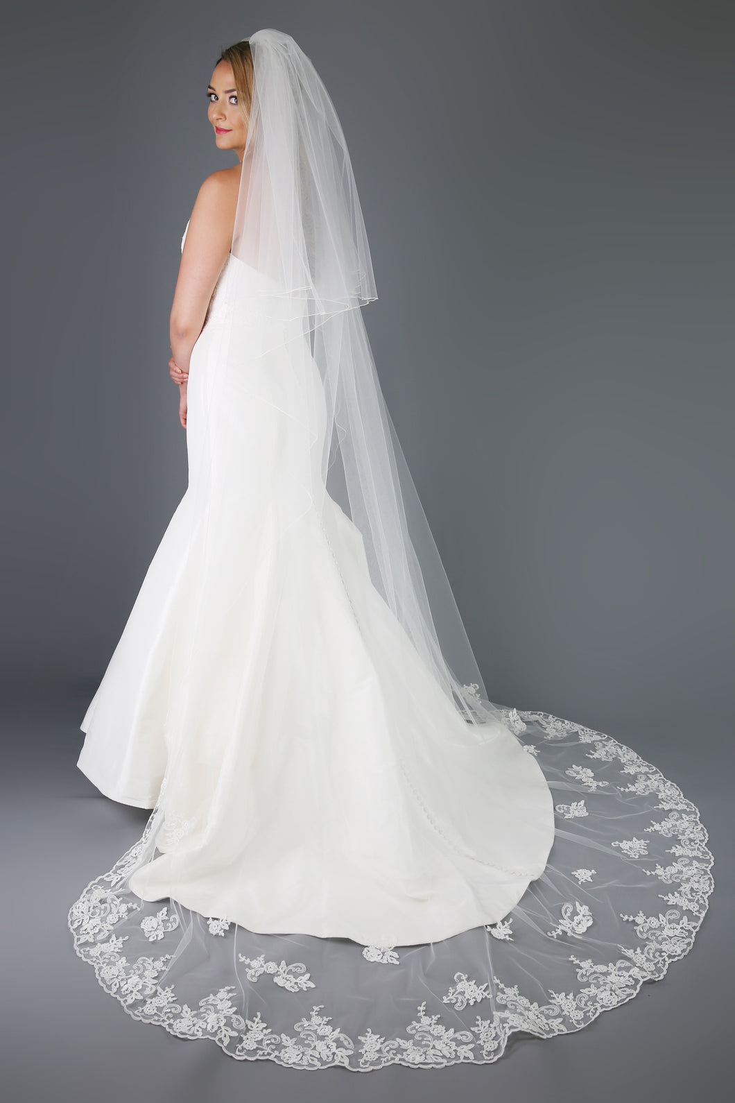 Bridal Apparel Corded Lace Train Veil || CGC511A