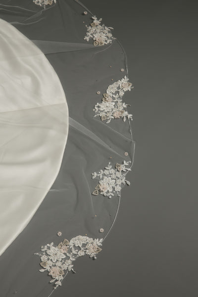 Bridal Apparel Floral Appliqué Veil || CGC521A